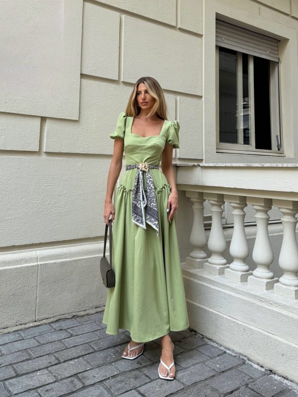 Vestido Sarja Cinto Lenco Paysley.