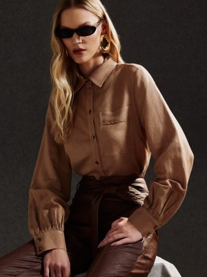Camisa Linho Com Bord Bolso