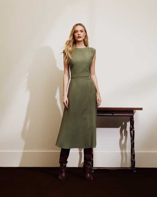Saia Midi Twill Vesta Pespontada-Imagem 3
