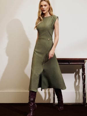Saia Midi Twill Vesta Pespontada