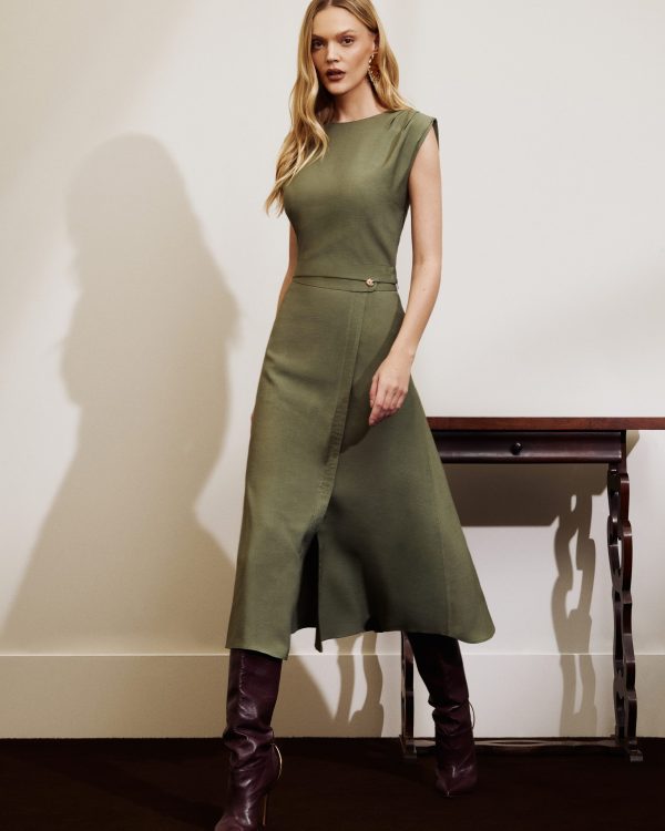 Saia Midi Twill Vesta Pespontada