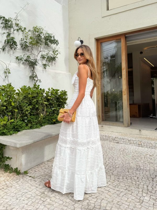 Vestido Algodao Bordado Ondas Conchas 3D-Imagem 2