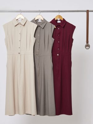 Vestido Twill C/Gola E Cinto