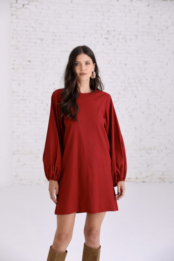 Vestido Linho Manga Longa