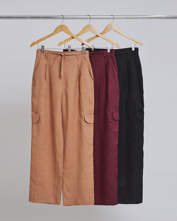 Calca Reta Linho 100% Bolso Cargo-Imagem 5