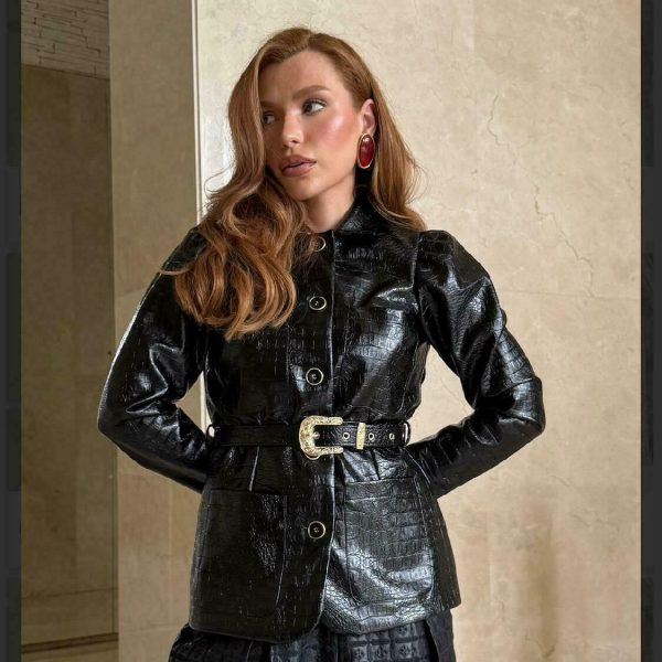 Blazer Couro Croco-Imagem 2