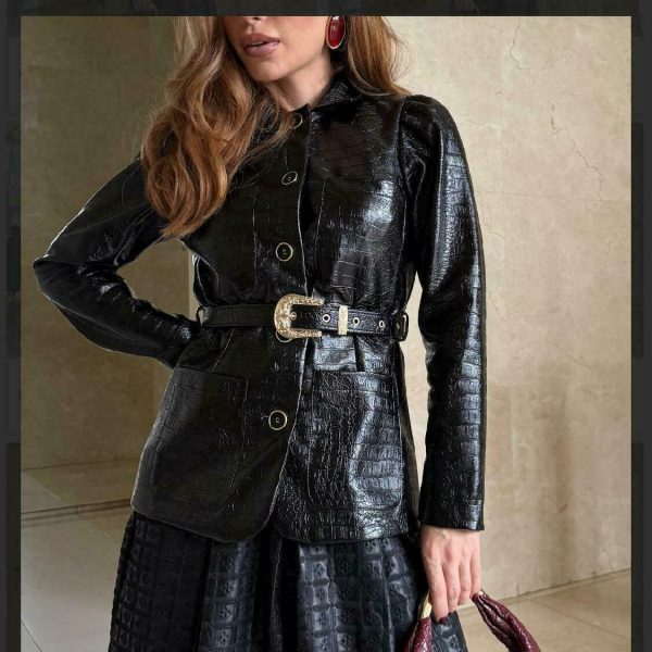 Blazer Couro Croco-Imagem 5