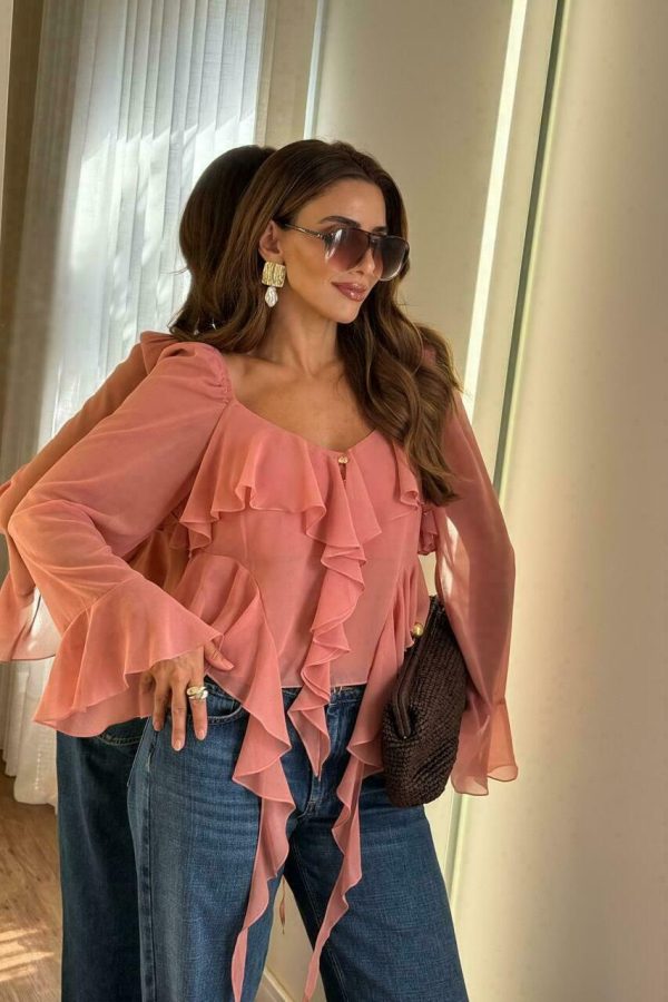 Blusa Chiffon Manga Longa Jabo-Imagem 3