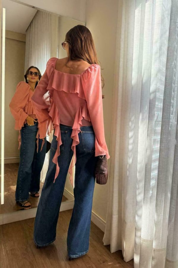 Blusa Chiffon Manga Longa Jabo-Imagem 4