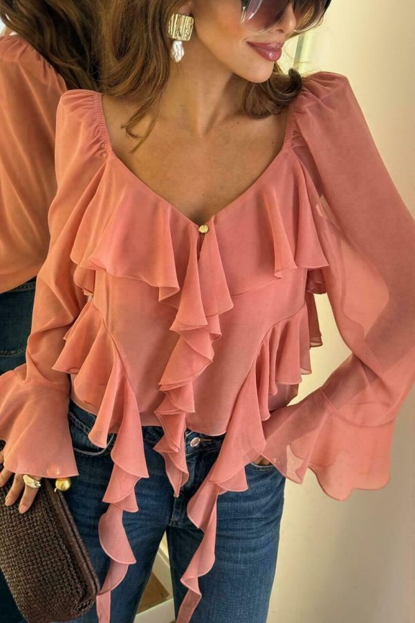 Blusa Chiffon Manga Longa Jabo-Imagem 7