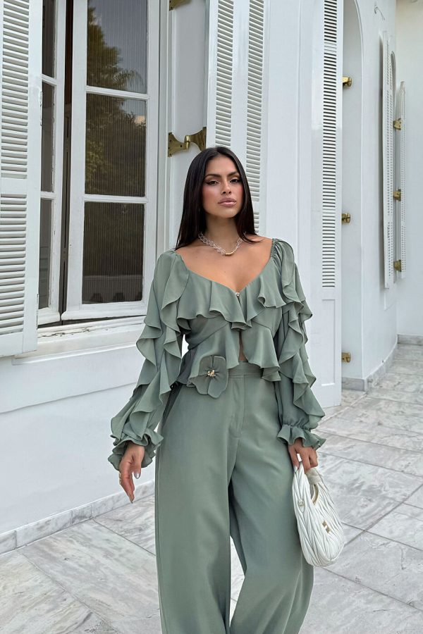 Calca Wide Leg Cinto Flor-Imagem 4