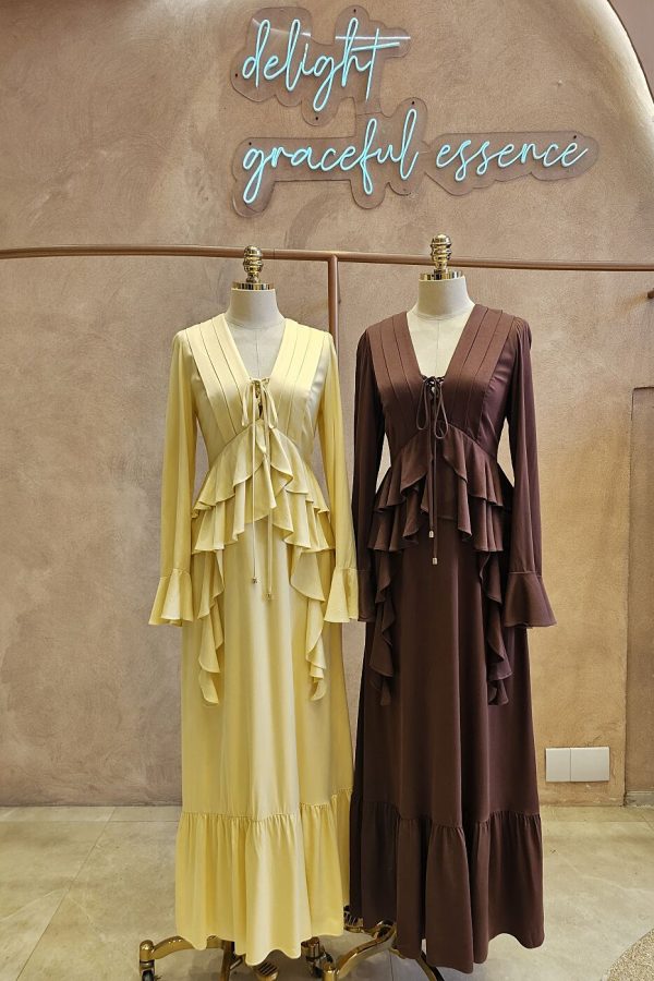 Vestido Viscose Decote Pregas Jabo Cintura-Imagem 6