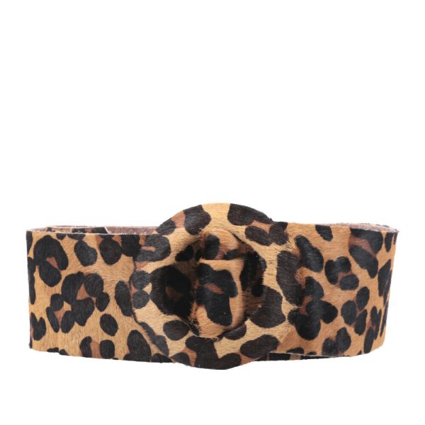 Cinto Faixa Bernadete Em Couro Animal Print