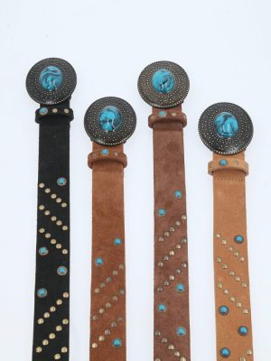 Cinto De Couro Boho Com Tachas