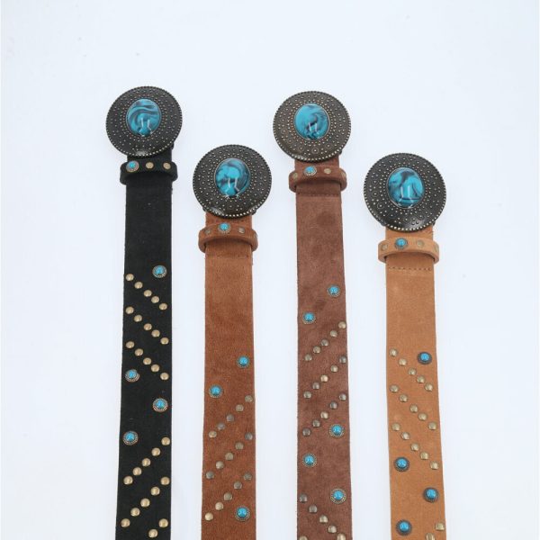 Cinto De Couro Boho Com Tachas