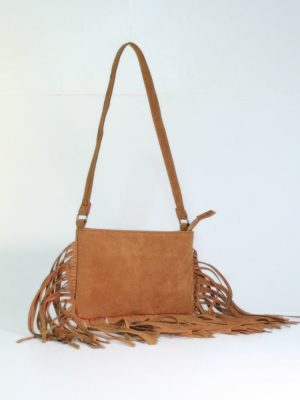 Bolsa De Camurça Com Franja Estilo Boho