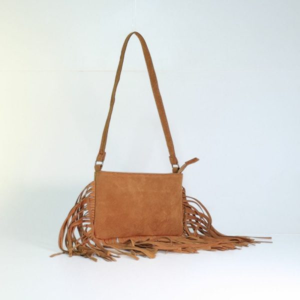 Bolsa De Camurça Com Franja Estilo Boho
