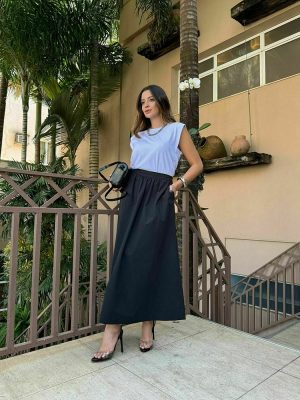 Saia Midi Com Bolso