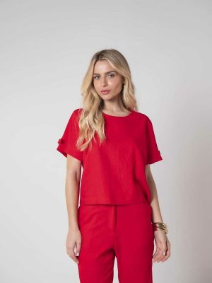 Blusa Mg Curta Lacinho