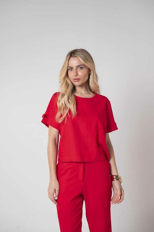 Blusa Mg Curta Lacinho