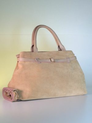 Bolsa Feminina Shoulder Bag Em Couro Camurça