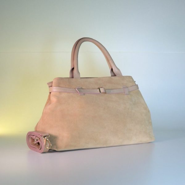 Bolsa Feminina Shoulder Bag Em Couro Camurça