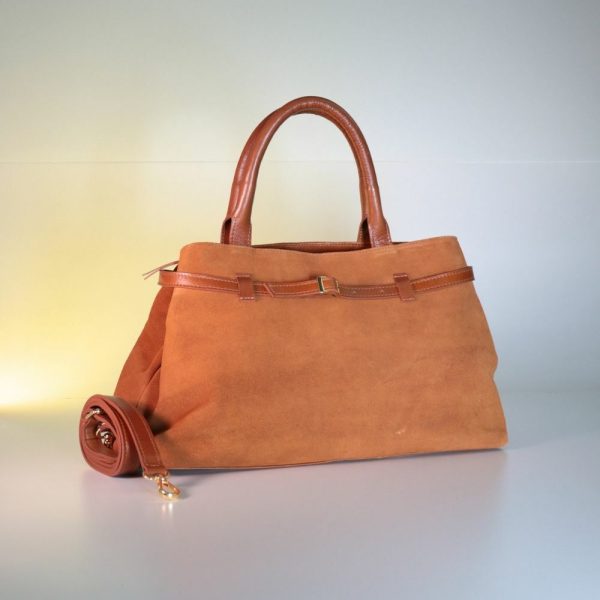 Bolsa Feminina Shoulder Bag Em Couro Camurça-Imagem 9
