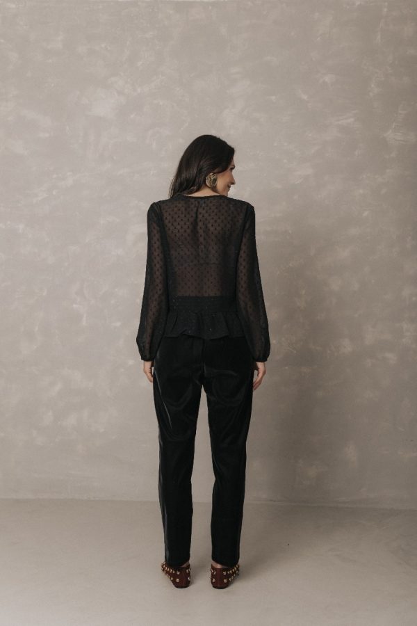 Blusa Babado Poa Metalizado Manga Longa-Imagem 4