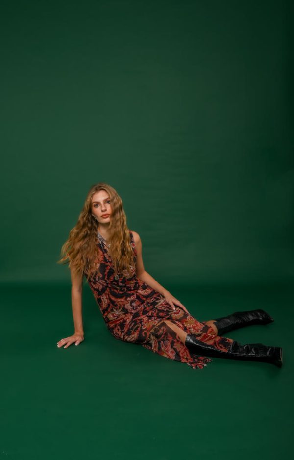 Vestido Decote V Franzido Larissa-Imagem 2