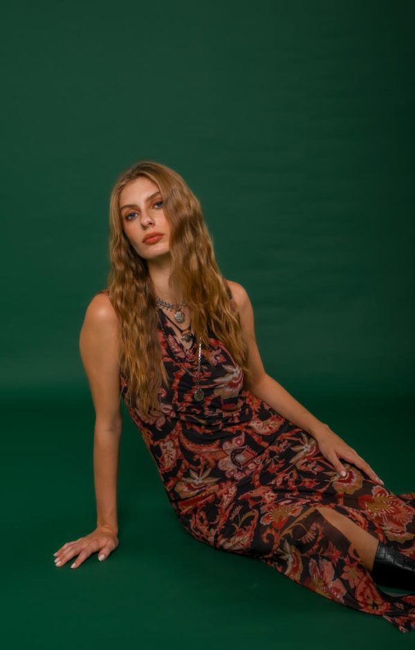 Vestido Decote V Franzido Larissa-Imagem 5