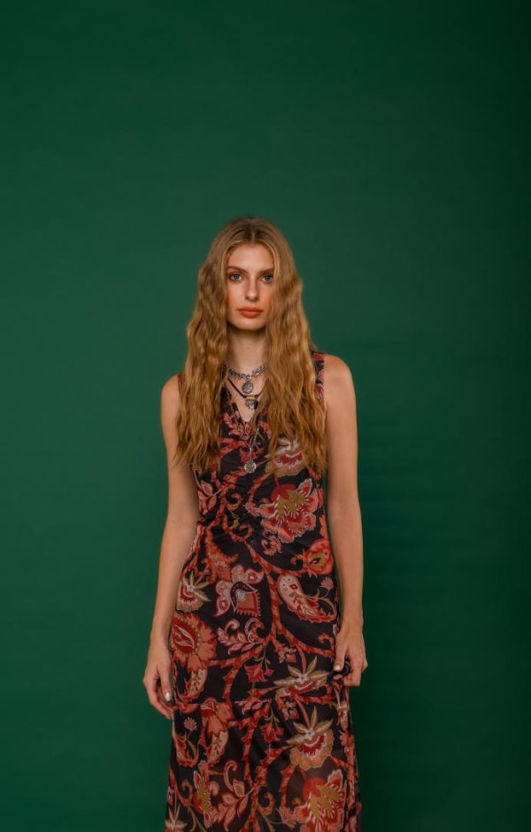 Vestido Decote V Franzido Larissa-Imagem 8