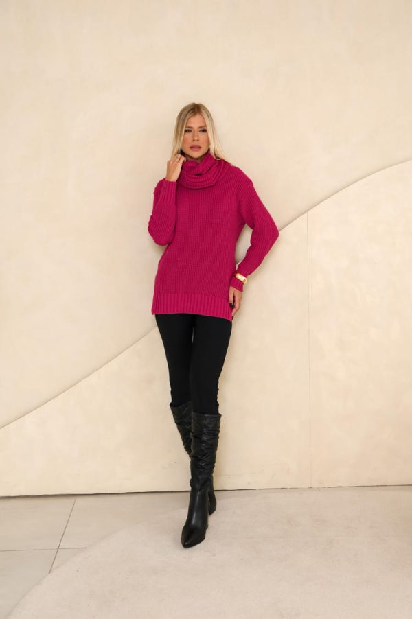 Maxi Pull Tricot Gola Cachecol-Imagem 14
