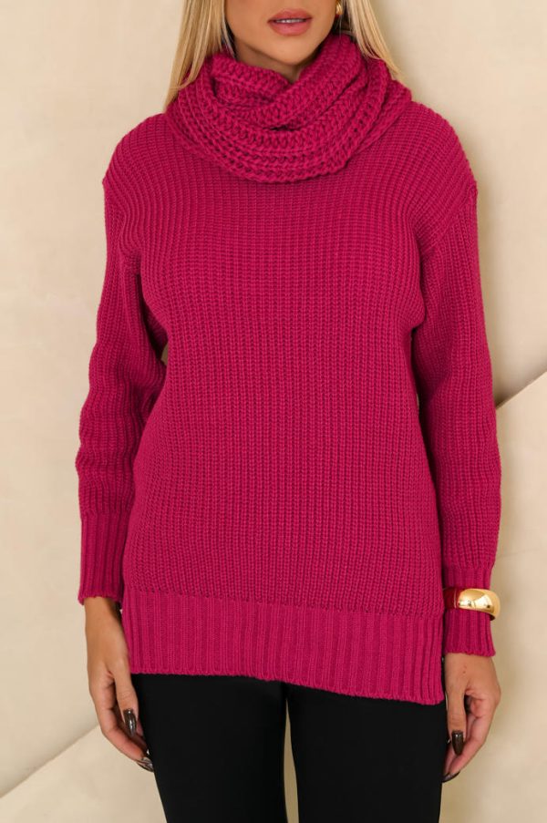 Maxi Pull Tricot Gola Cachecol-Imagem 16
