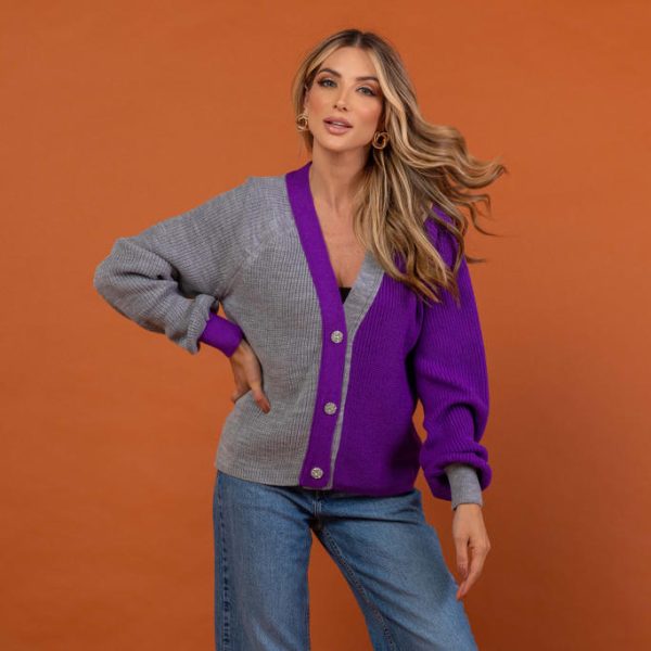 Casaco Tricot Bicolor Larissa-Imagem 10