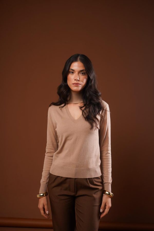 Blusa Gola Alta Decote V Marina-Imagem 6
