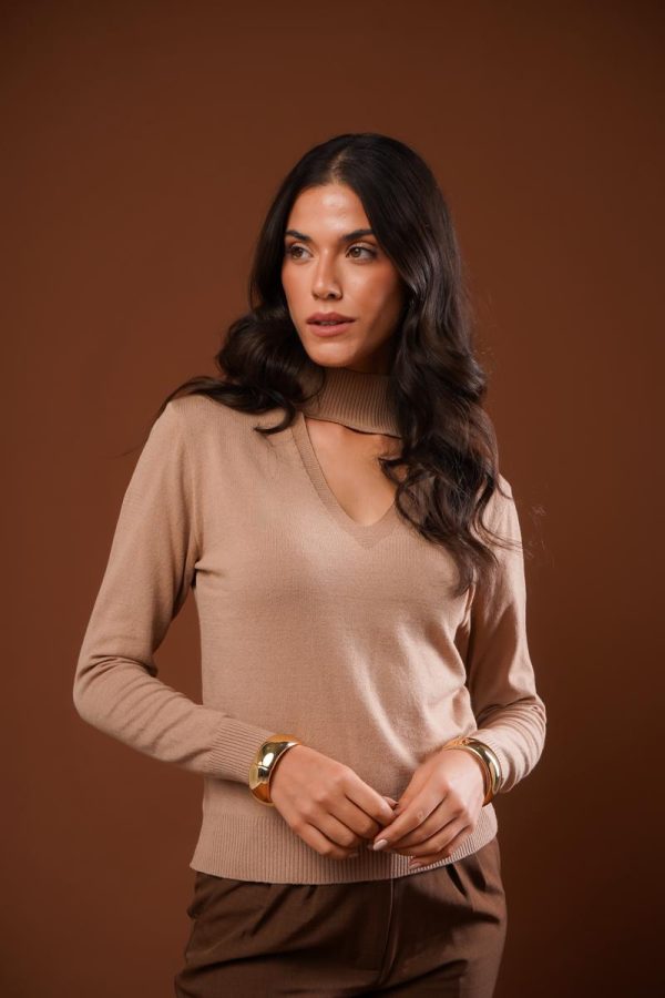 Blusa Gola Alta Decote V Marina-Imagem 7