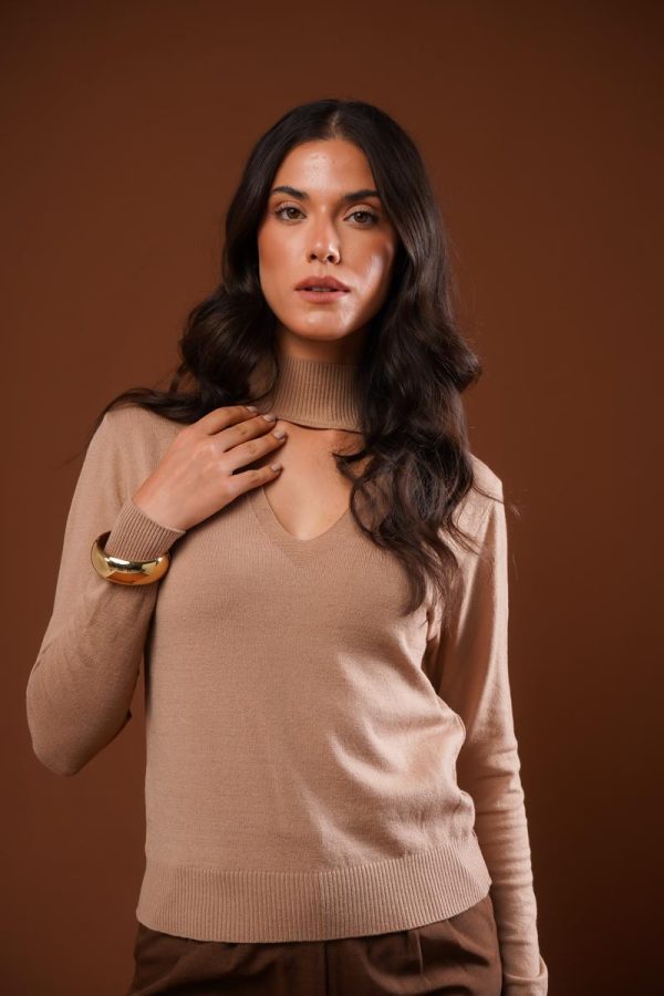 Blusa Gola Alta Decote V Marina-Imagem 8
