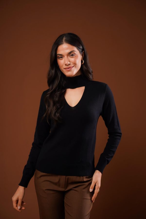 Blusa Gola Alta Decote V Marina-Imagem 21