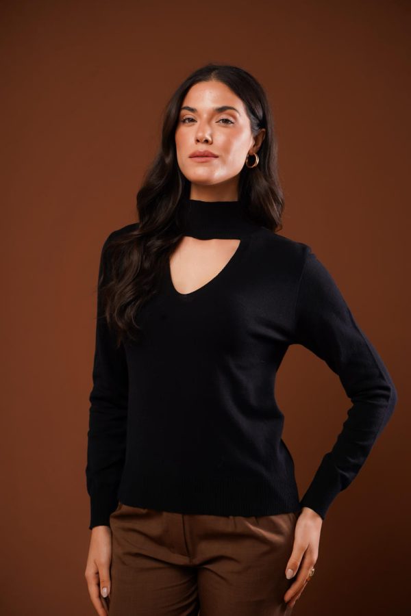 Blusa Gola Alta Decote V Marina-Imagem 22