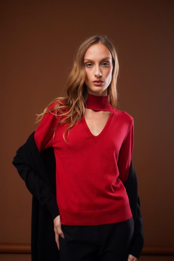 Blusa Gola Alta Decote V Marina-Imagem 31