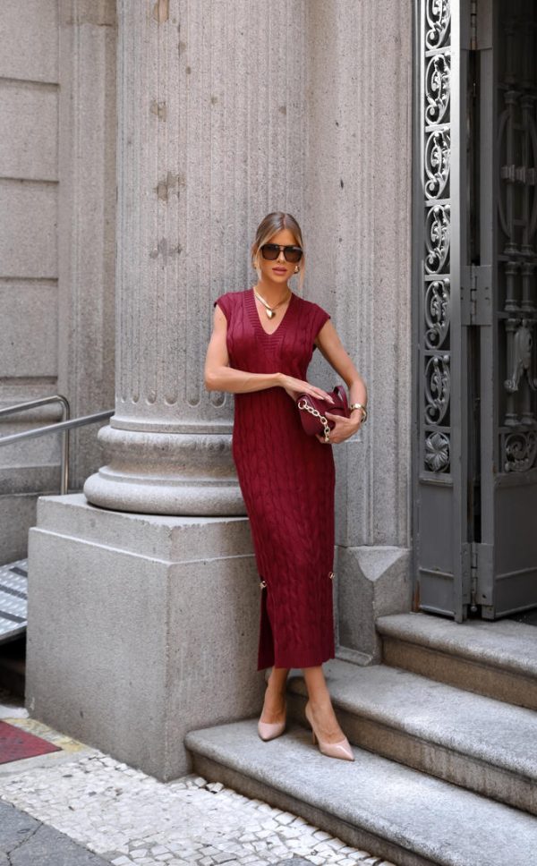 Vestido Tricot Fendas Laterais-Imagem 11