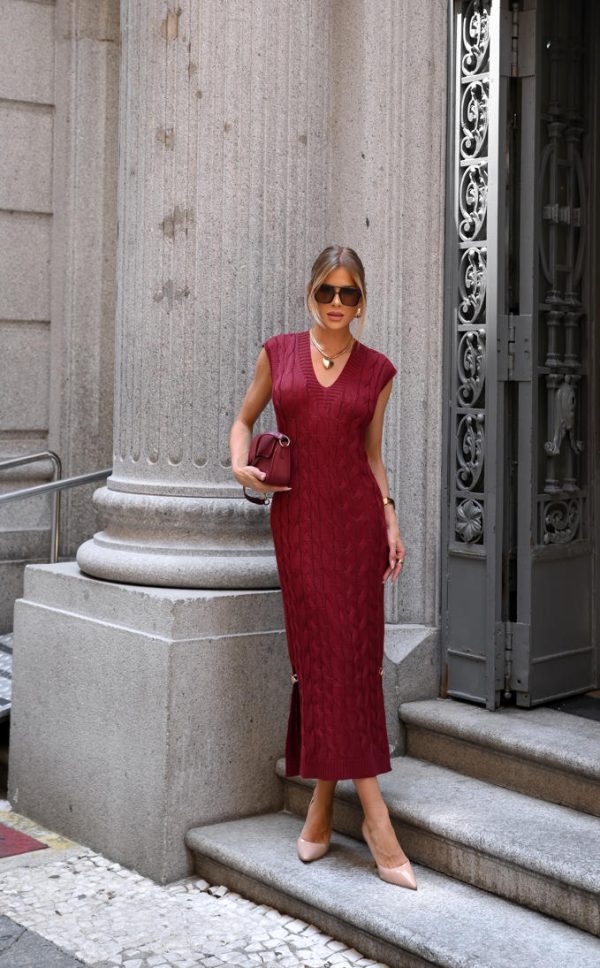 Vestido Tricot Fendas Laterais-Imagem 12
