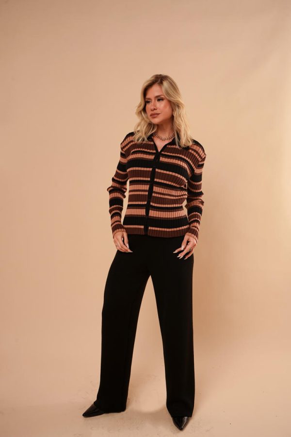 Casaco Tricot Listrado Paola