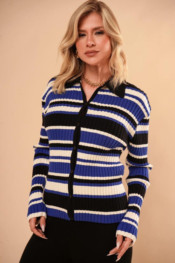 Casaco Tricot Listrado Paola-Imagem 2