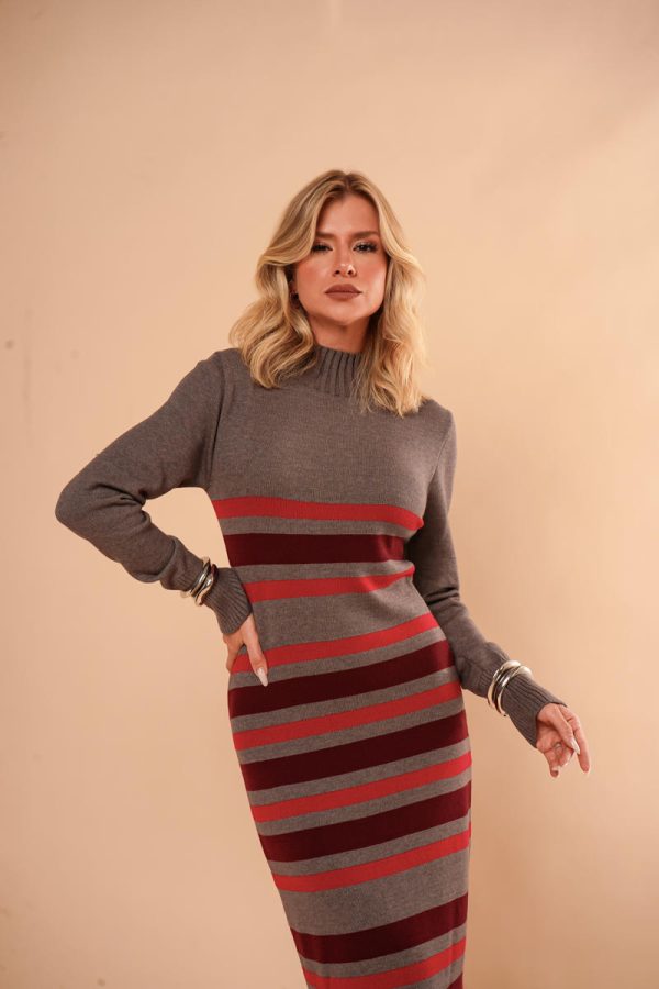 Vestido Tricot Listrado Gola Alta Maria-Imagem 12