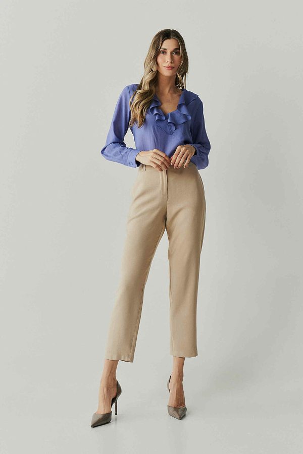 Blusa Poliamida Linho Babado Decote-Imagem 5