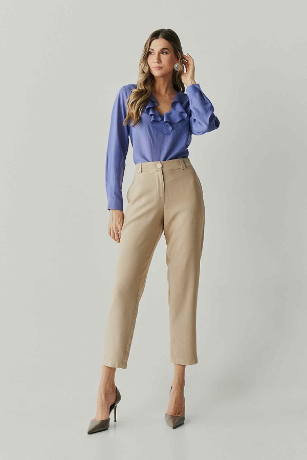 Blusa Poliamida Linho Babado Decote-Imagem 8