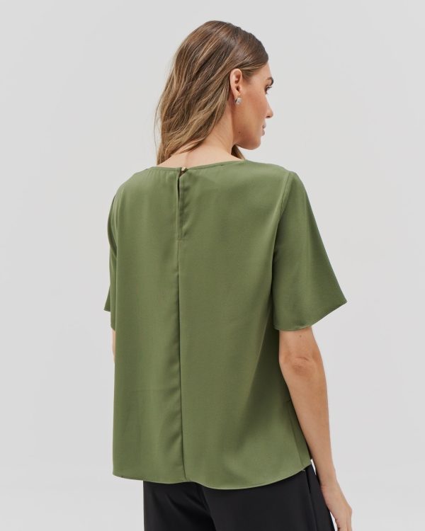 Blusa Alf Crepe Mg Curta Abert Lateral-Imagem 2