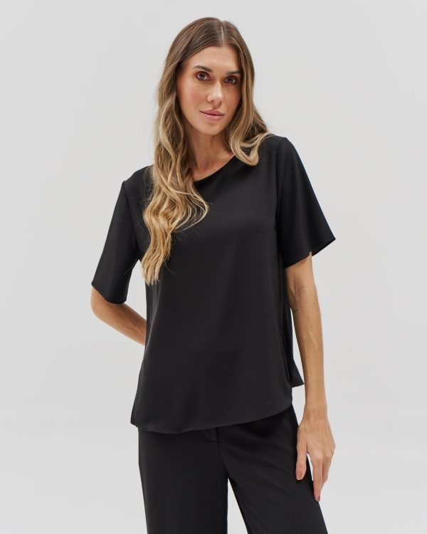 Blusa Alf Crepe Mg Curta Abert Lateral-Imagem 3