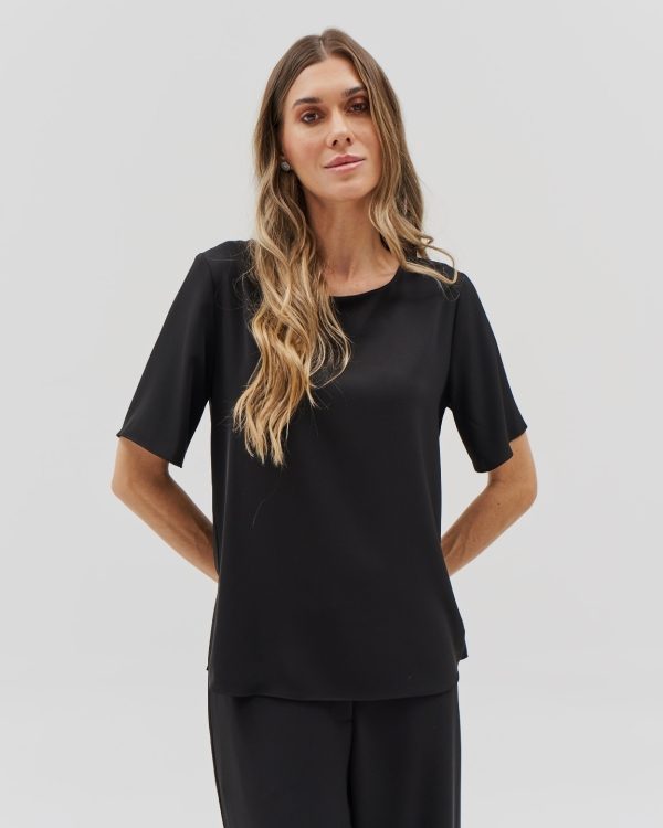 Blusa Alf Crepe Mg Curta Abert Lateral-Imagem 6